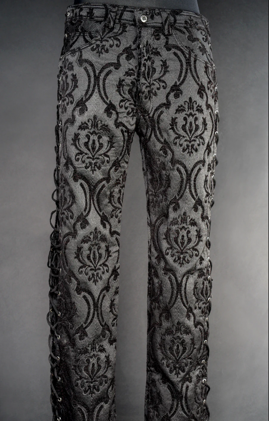 Black Brocade Laced Pants
