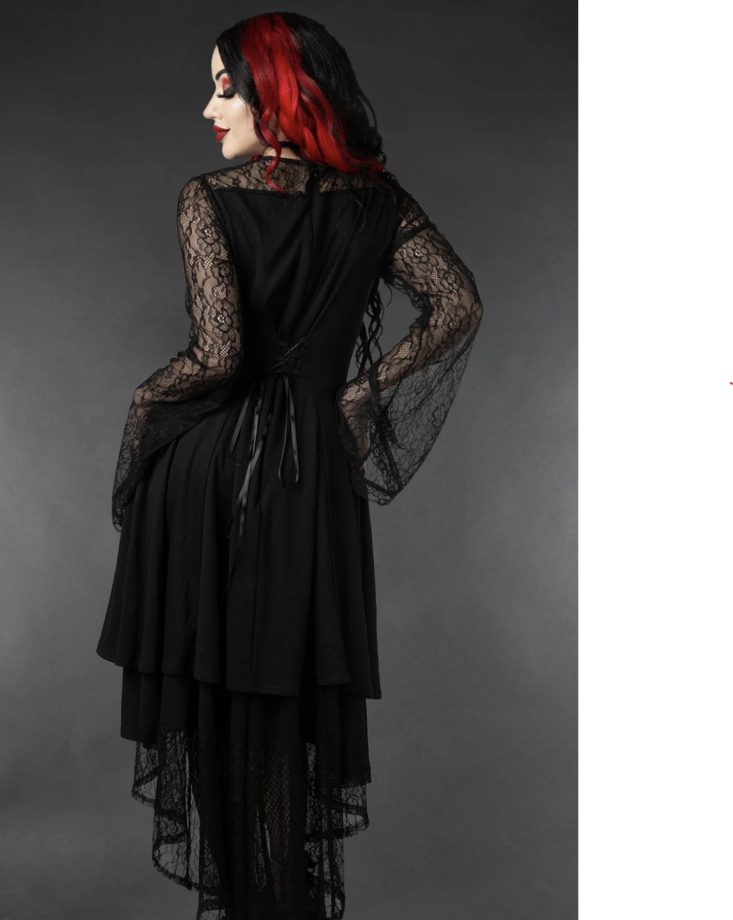 Black Lace Asymmetrical Dress - XXXL