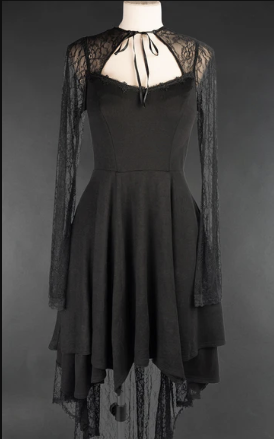 Black Lace Asymmetrical Dress - XXXL