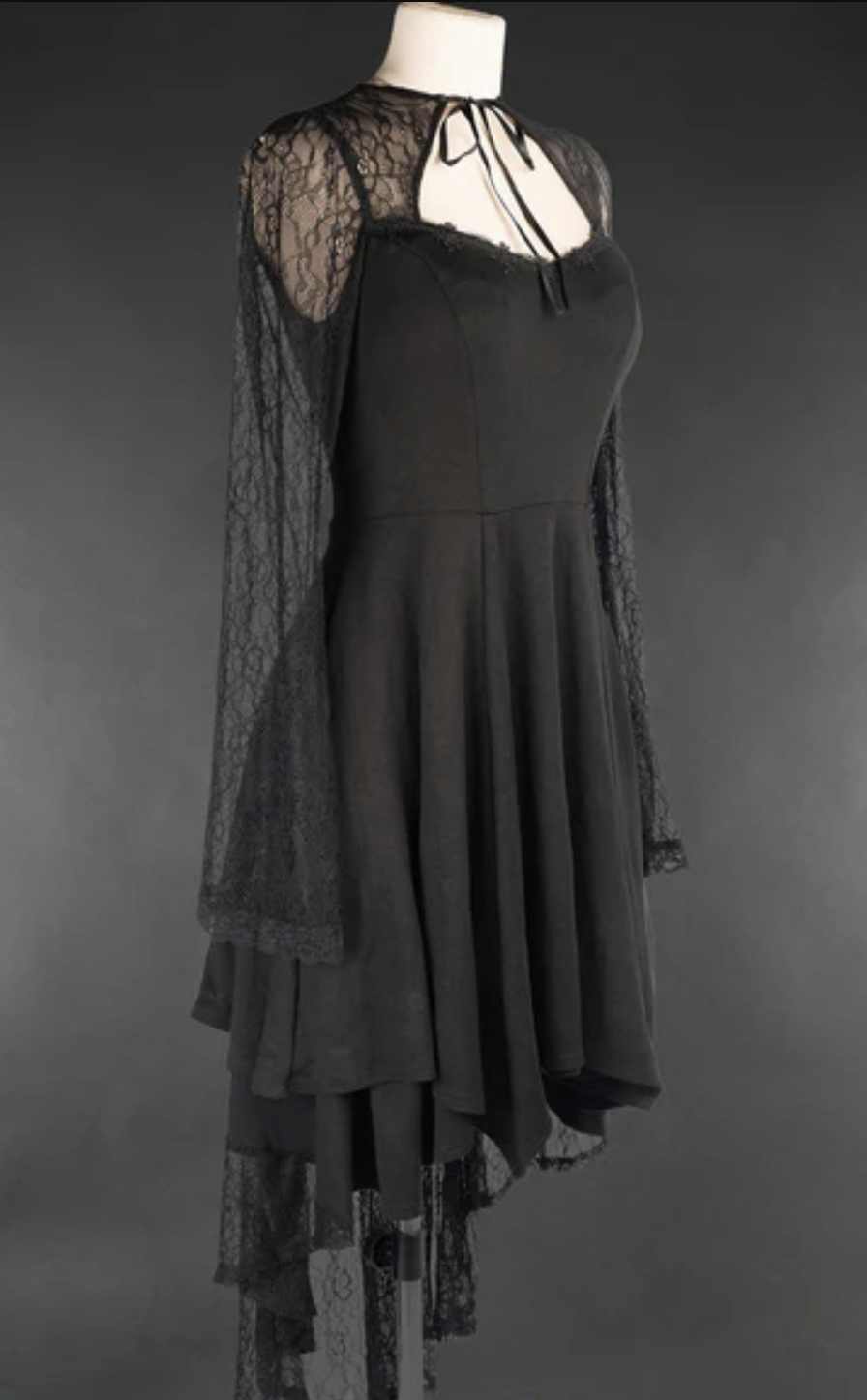 Black Lace Asymmetrical Dress - XXXL