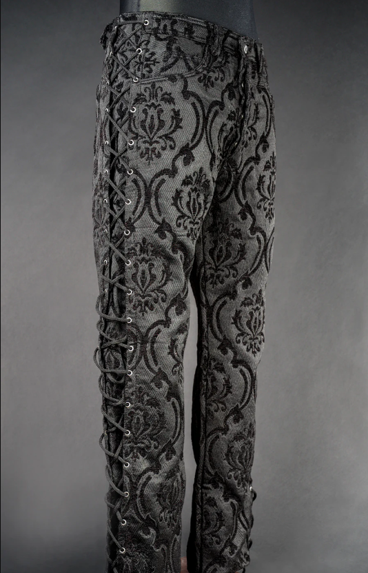 Black Brocade Laced Pants