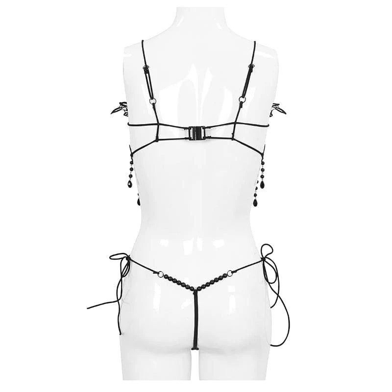 Women's Gothic Sexy Crochet Bra Lingerie Set