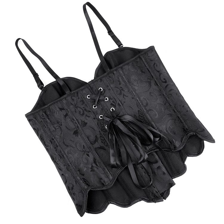 Women's Gothic Lace-up Branded Waved Hem Overbust Corsets