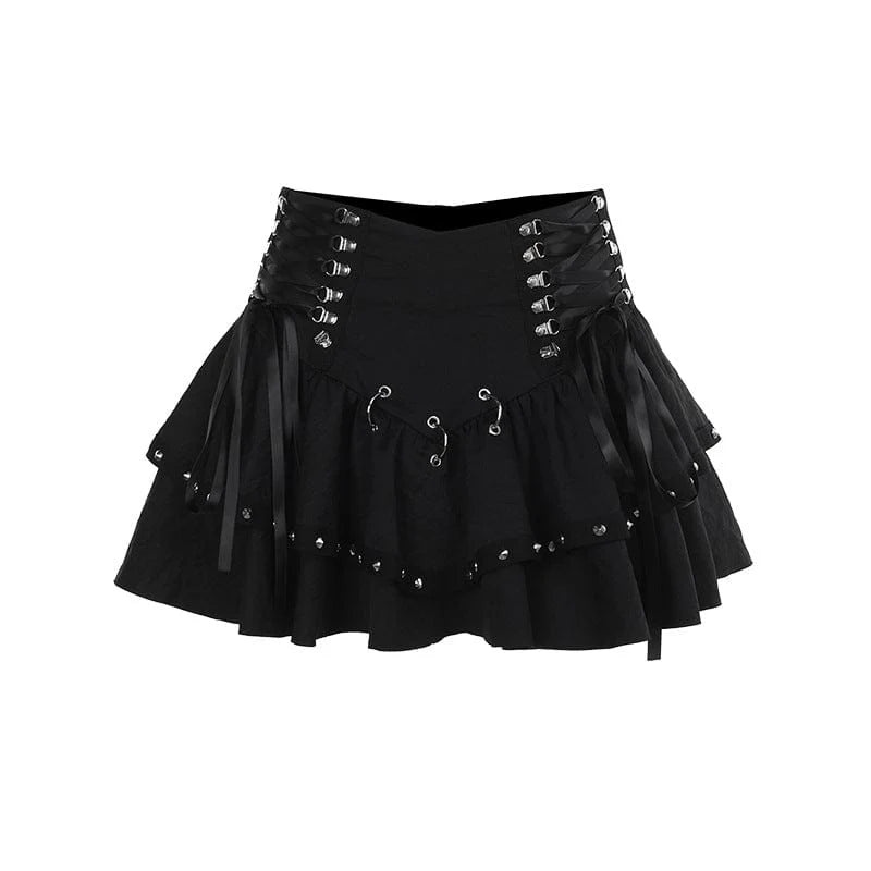 Women's Gothic Lace-up Eyelets Short Skirt