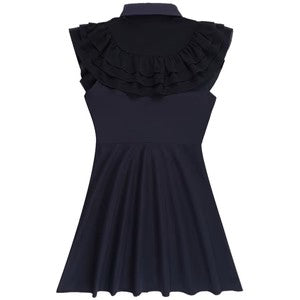 Women's Gothic Turn-down Collar Ruffled Dress