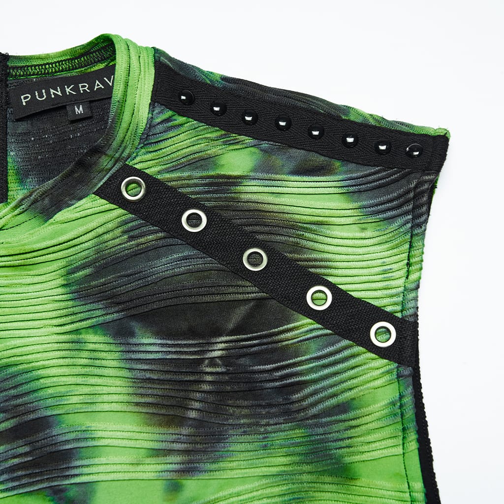 Men’s Cyberpunk Printed Rivets & Eyelet Tank Top
