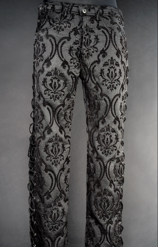 Black Brocade Laced Pants