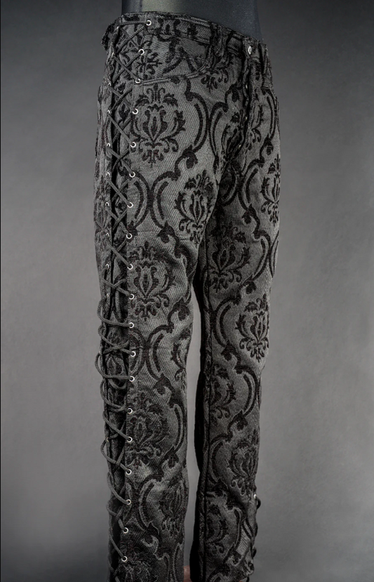 Black Brocade Laced Pants