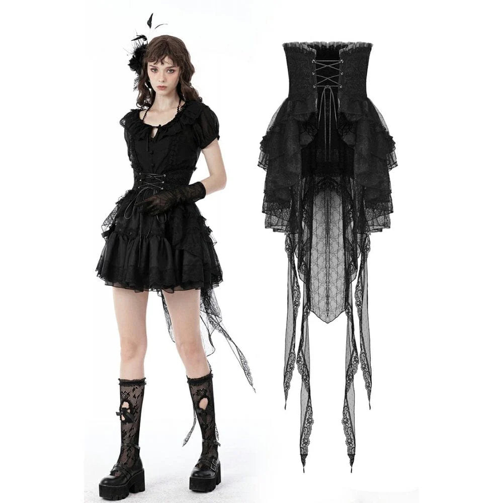 Women’s Gothic Fishtail Multilayer Lace Tube Skirt