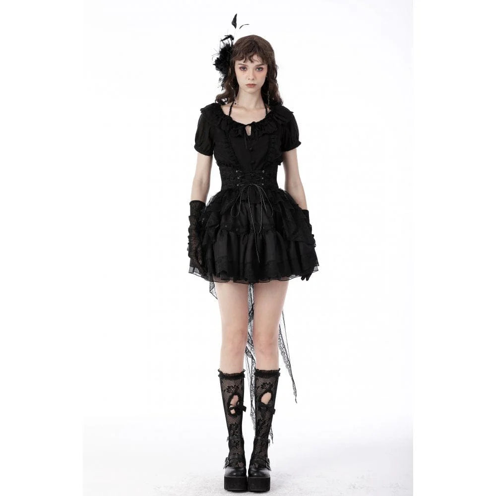 Women’s Gothic Fishtail Multilayer Lace Tube Skirt