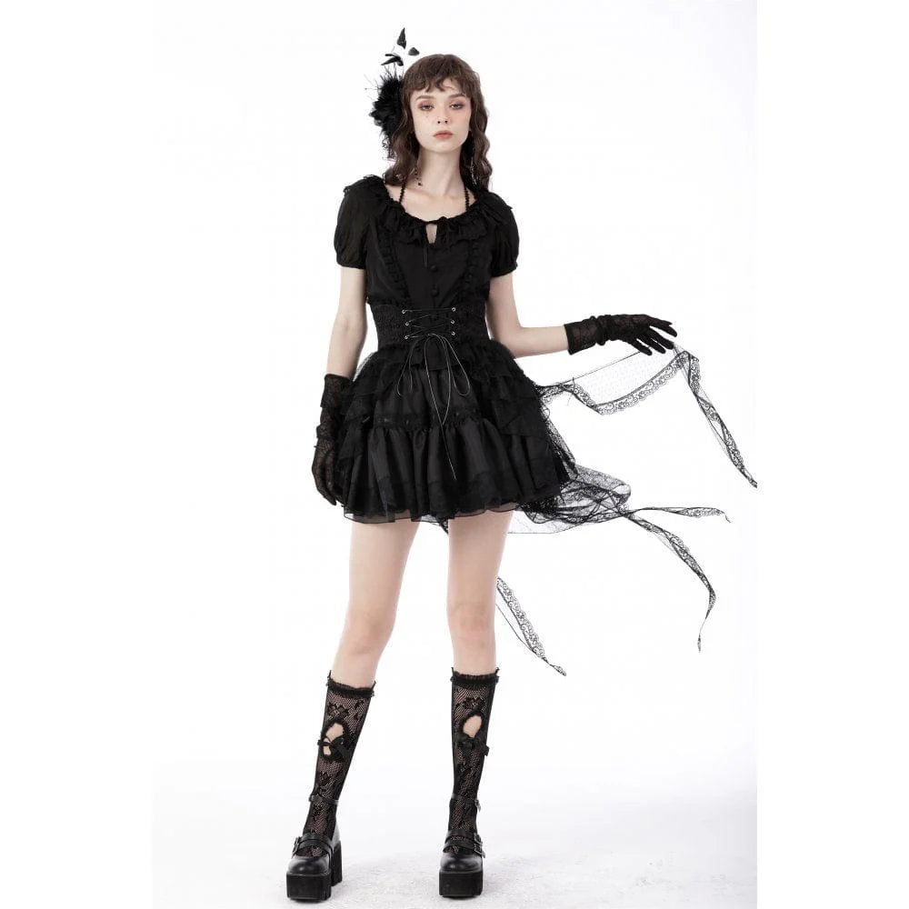 Women’s Gothic Fishtail Multilayer Lace Tube Skirt