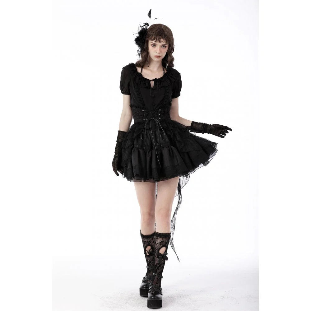 Women’s Gothic Fishtail Multilayer Lace Tube Skirt