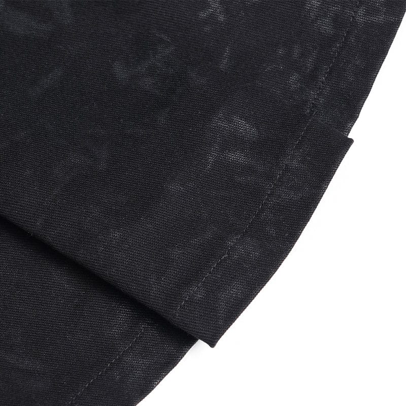 Men’s Punk Rings Chains Zip Pleated Skirt