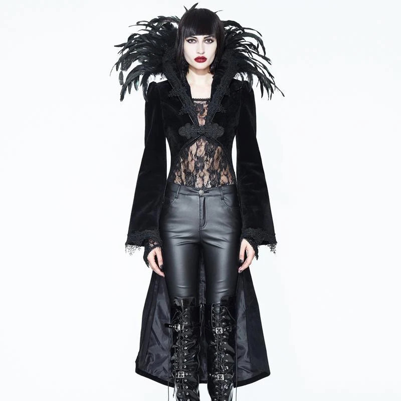 Women’s Feathered Collar Gothic Tailcoat