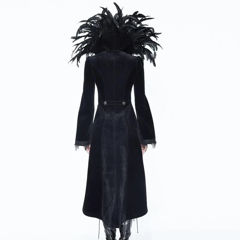 Women’s Feathered Collar Gothic Tailcoat