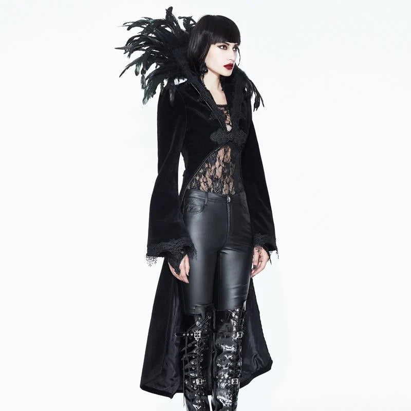 Women’s Feathered Collar Gothic Tailcoat