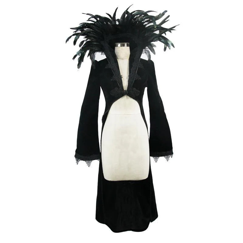Women’s Feathered Collar Gothic Tailcoat