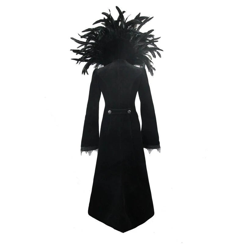 Women’s Feathered Collar Gothic Tailcoat