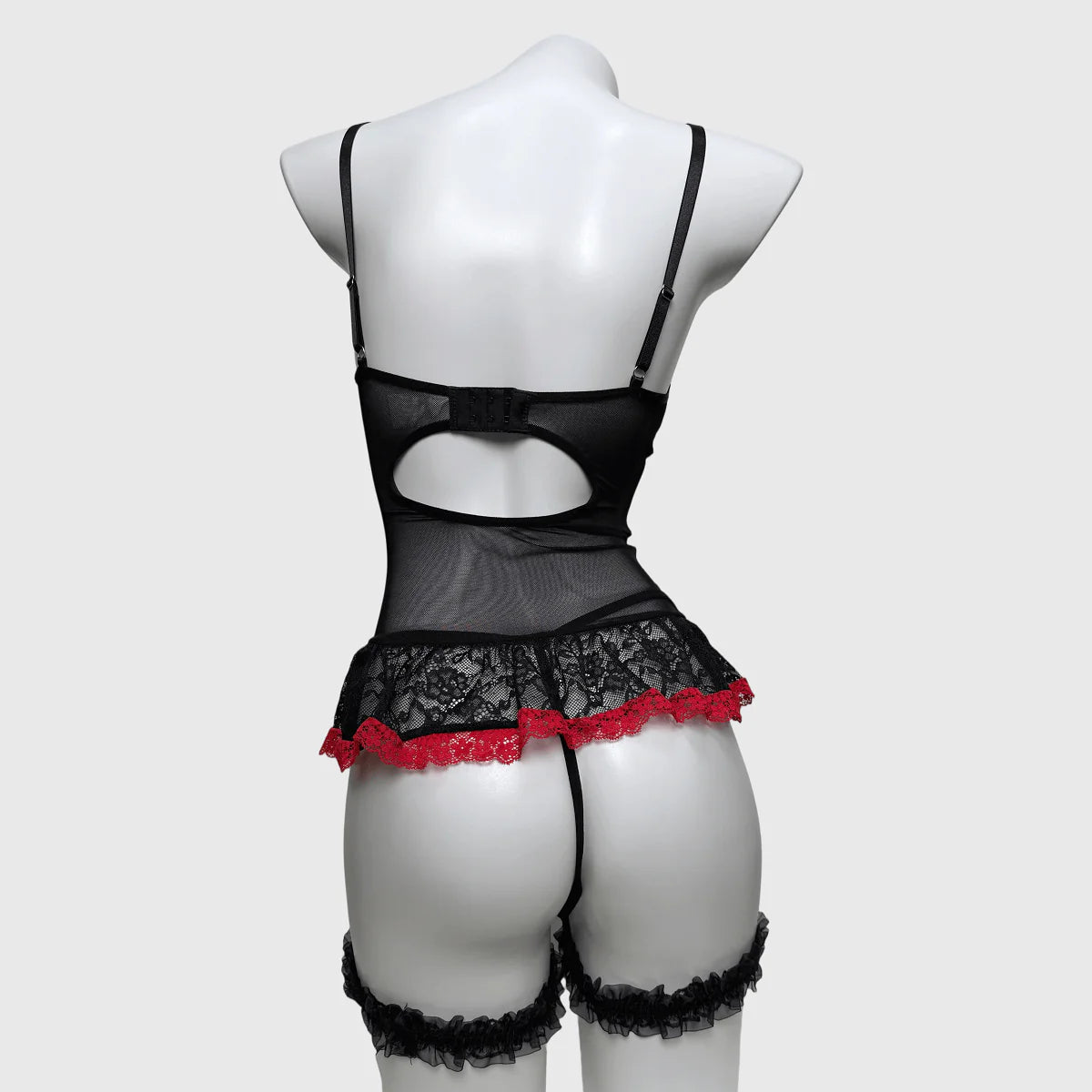 Women’s Bowknot Lace-up Sexy Lingerie Set with Garter