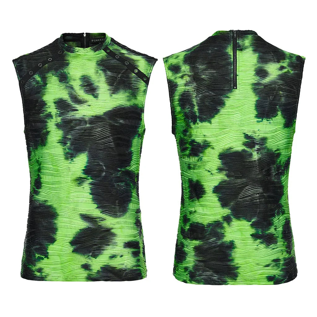 Men’s Cyberpunk Printed Rivets & Eyelet Tank Top