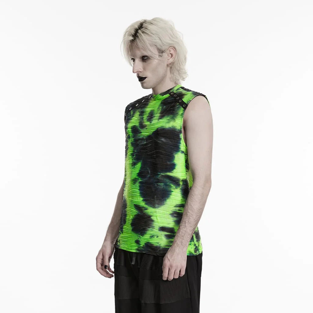 Men’s Cyberpunk Printed Rivets & Eyelet Tank Top