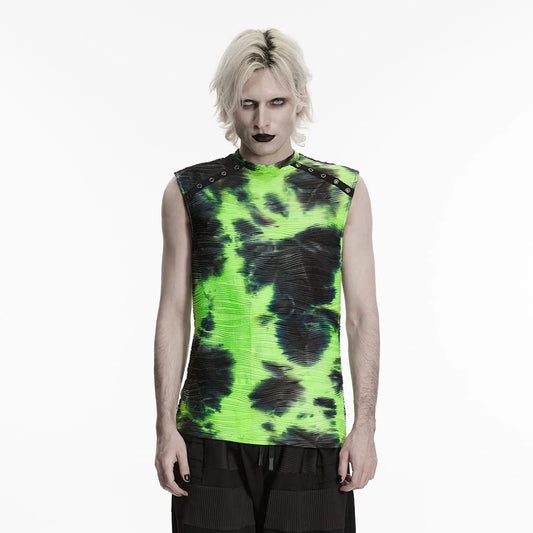 Men’s Cyberpunk Printed Rivets & Eyelet Tank Top