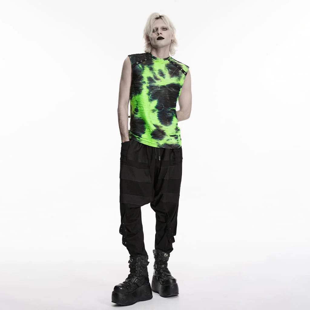 Men’s Cyberpunk Printed Rivets & Eyelet Tank Top