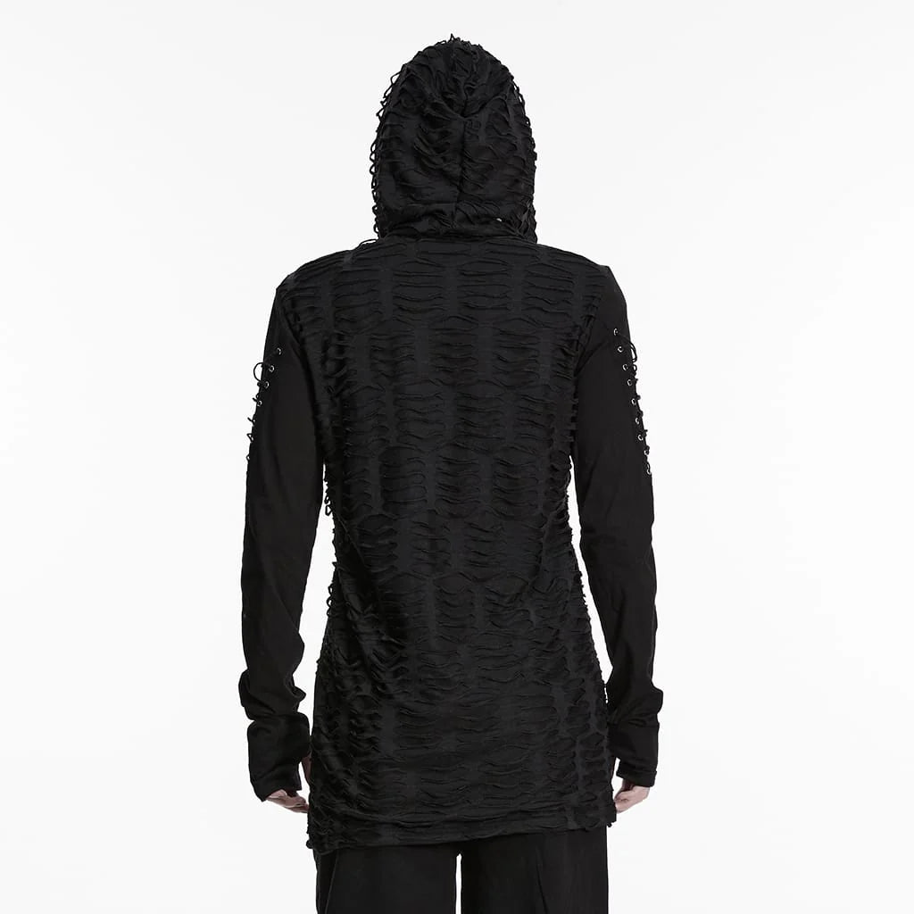 Men’s Gothic Ripped Hooded Top