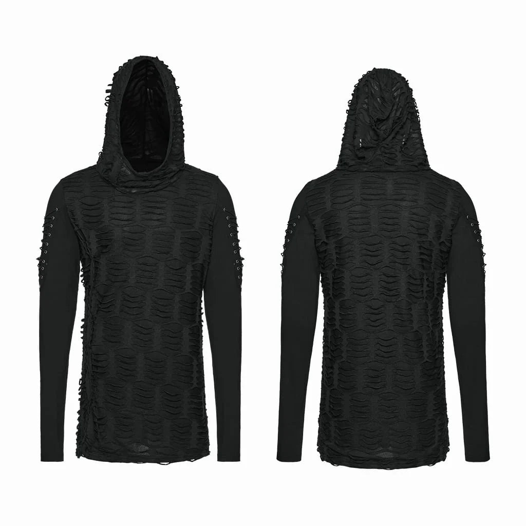 Men’s Gothic Ripped Hooded Top