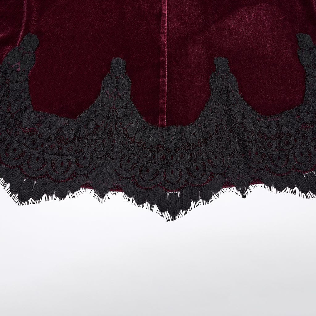 Women’s Gothic Velvet Ruched Mermaid Skirt Red